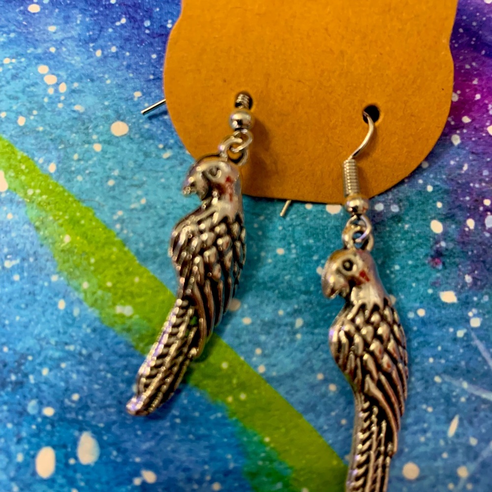 Silver Color Parrot Earrings Costume Jewelry